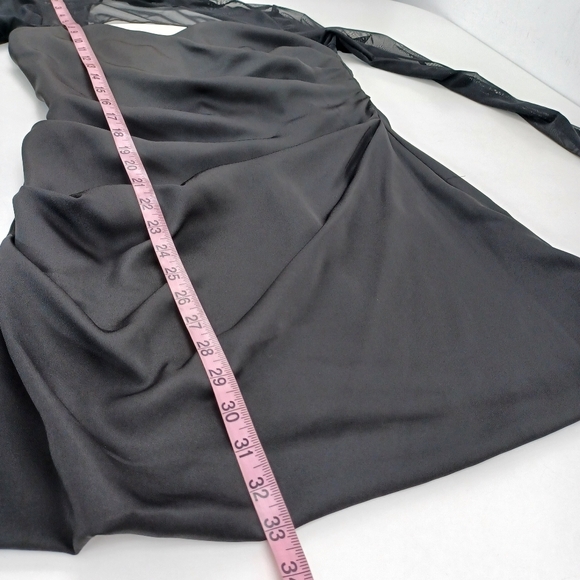 Alieva Maya Draped Corset Mini Dress Size L Women Long Sleeve Silk Satin Black - Picture 13 of 14